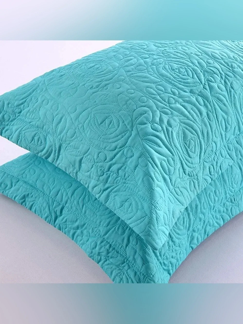 Turquoise Quilted Pillow Shams - Set of 2
